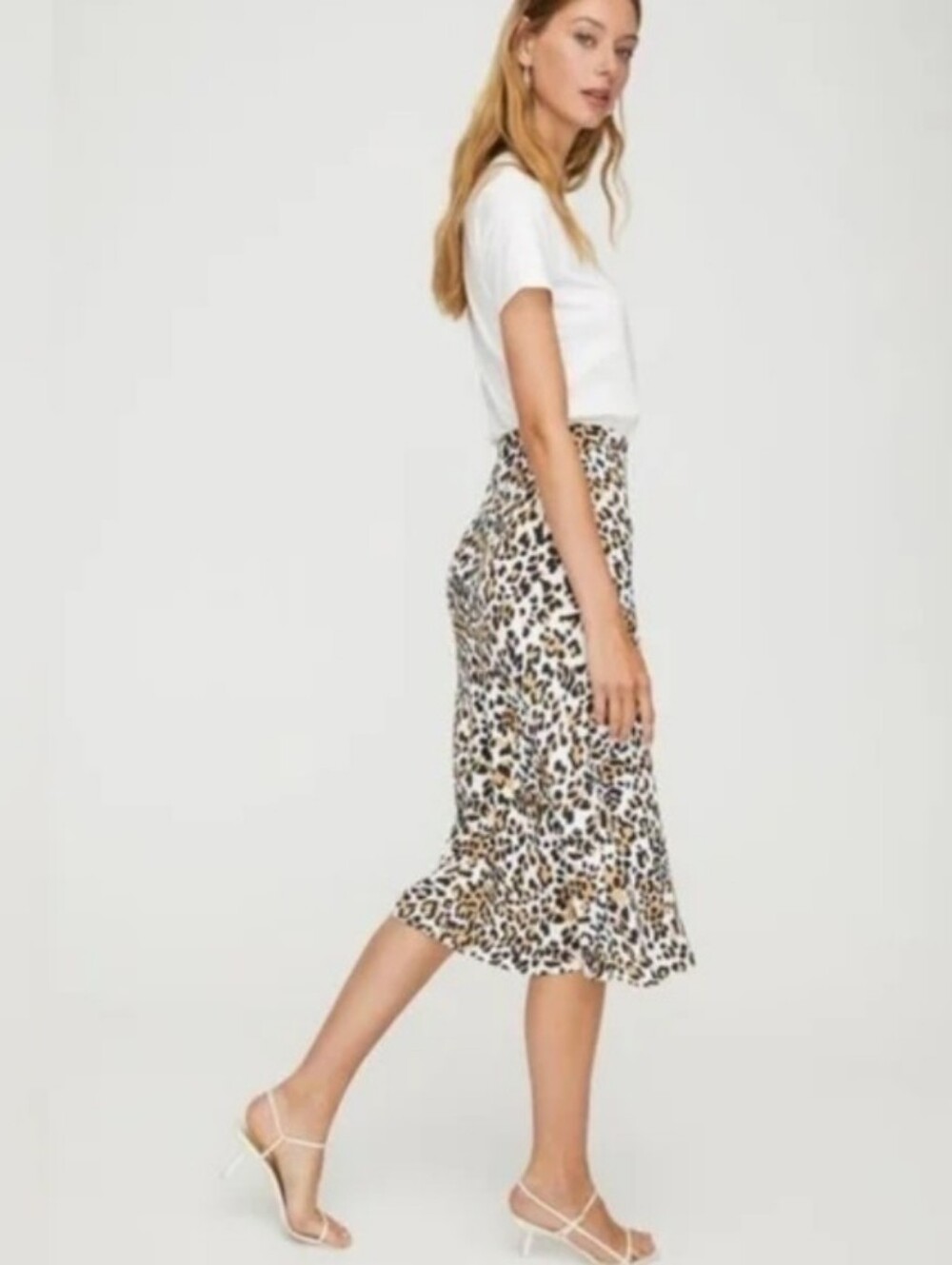 Aritzia Babaton Sz 8 Satin Leopard Animal Print Midi Skirt